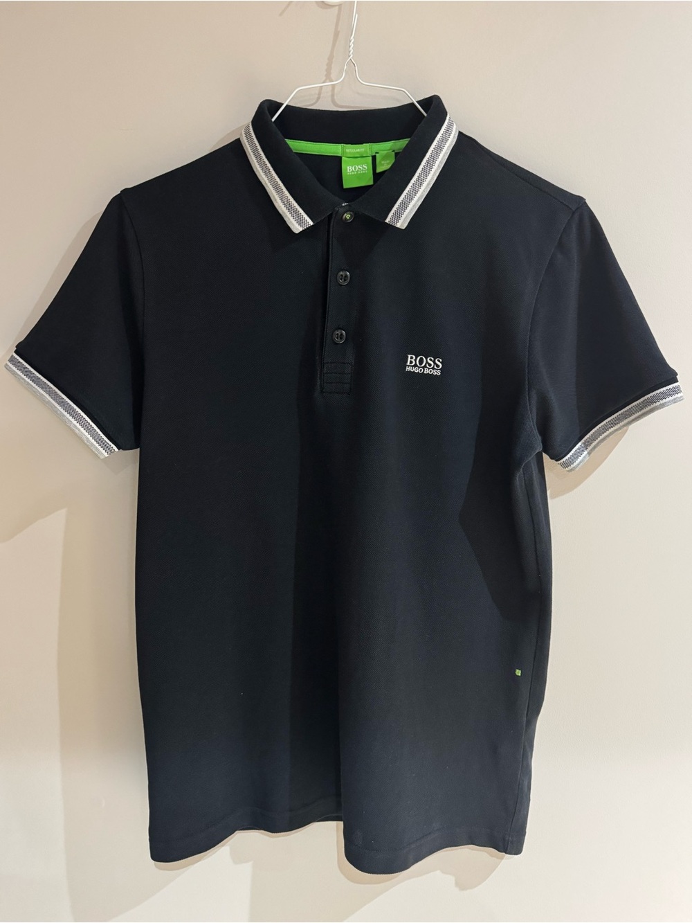 BOSS Hugo Boss Black Short Sleeve Golf Polo Shirt Grey/White Trim Size M